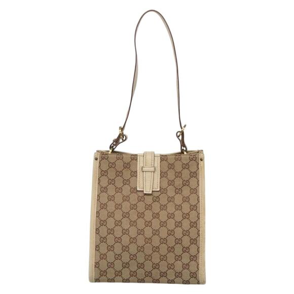 GUCCI GG Canvas Shoulder Bag Beige Gold - Picture 2 of 16